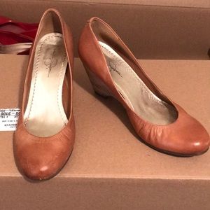 Brown leather jessica Simpson wedges